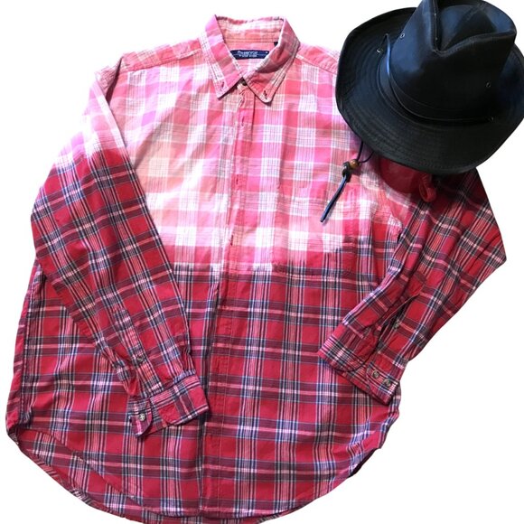 Bleached Plaid Upcycled Shirt: Plus Size Western Top with Inspirational Quote - Picture 7 of 11